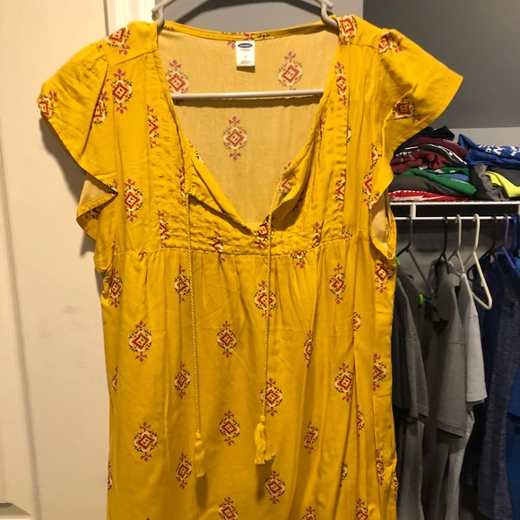Mustard colored floral blouse from old navy - Picture 1 of 4